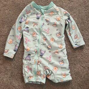 Disney Kids Rashguard - Mint with Winnie the Pooh Characters